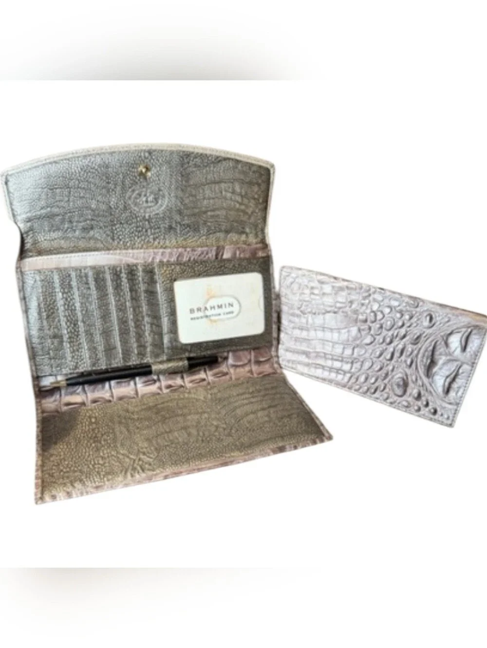 Brahmin NWT Croc Embossed Leather Wallet with Removable Checkbook - Picture 6 of 7